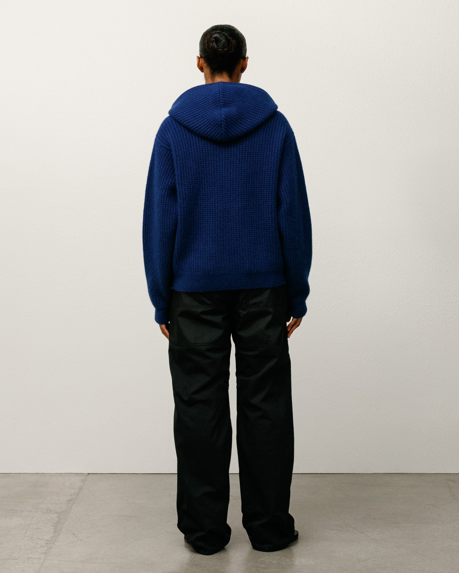 WAFFLE CASHMERE ZIP HOOD SWEATER