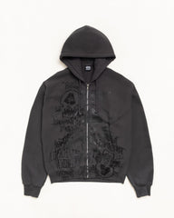 SKULLS ZIP HOODIE PIGMENT DYED